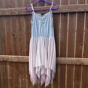 Ryu Gray and Pink Mesh-Trimmed Top